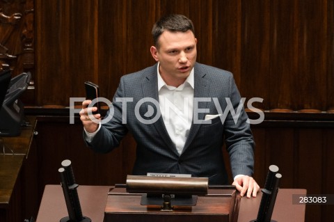  28.11.2023 WARSZAWA SEJM <br />
POSIEDZENIE SEJMU <br />
N/Z SLAWOMIR MENTZEN<br />
FOT. MARCIN BANASZKIEWICZ/FOTONEWS 