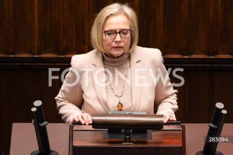  28.11.2023 WARSZAWA SEJM <br />
POSIEDZENIE SEJMU <br />
N/Z WANDA NOWICKA<br />
FOT. MARCIN BANASZKIEWICZ/FOTONEWS 