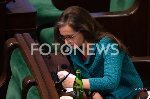  28.11.2023 WARSZAWA SEJM <br />
POSIEDZENIE SEJMU <br />
N/Z KLAUDIA JACHIRA<br />
FOT. MARCIN BANASZKIEWICZ/FOTONEWS 