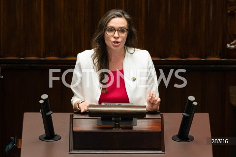  28.11.2023 WARSZAWA SEJM <br />
POSIEDZENIE SEJMU <br />
N/Z KLAUDIA JACHIRA<br />
FOT. MARCIN BANASZKIEWICZ/FOTONEWS 