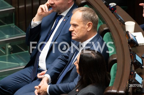  11.12.2023 WARSZAWA SEJM <br />
POSZIEDZENIE SEJMU<br />
WYBOR PREZESA RADY MINISTROW<br />
N/Z DONALD TUSK<br />
FOT. MARCIN BANASZKIEWICZ/FOTONEWS  