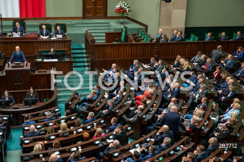  11.12.2023 WARSZAWA SEJM <br />
POSZIEDZENIE SEJMU<br />
WYBOR PREZESA RADY MINISTROW<br />
N/Z SEJM SALA POSIEDZEN SEJMU WIDOK VIEW POSLOWIE <br />
FOT. MARCIN BANASZKIEWICZ/FOTONEWS  