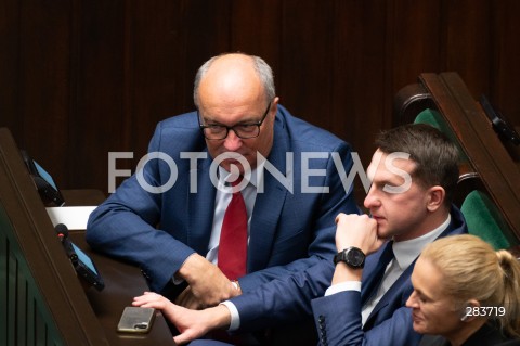  11.12.2023 WARSZAWA SEJM <br />
POSZIEDZENIE SEJMU<br />
WYBOR PREZESA RADY MINISTROW<br />
N/Z WLODZIMIERZ CZARZASTY ADAM SZLAPKA<br />
FOT. MARCIN BANASZKIEWICZ/FOTONEWS  