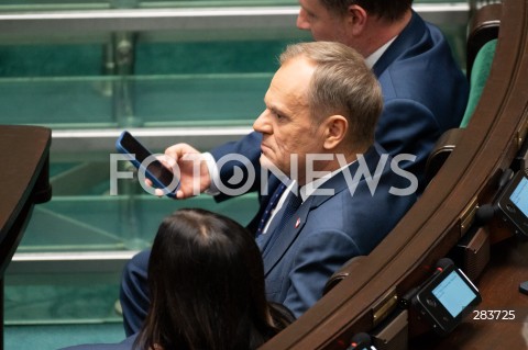  11.12.2023 WARSZAWA SEJM <br />
POSZIEDZENIE SEJMU<br />
WYBOR PREZESA RADY MINISTROW<br />
N/Z DONALD TUSK<br />
FOT. MARCIN BANASZKIEWICZ/FOTONEWS  