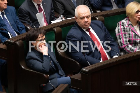  11.12.2023 WARSZAWA SEJM <br />
POSZIEDZENIE SEJMU<br />
WYBOR PREZESA RADY MINISTROW<br />
N/Z ELZBIETA WITEK JACEK SASIN<br />
FOT. MARCIN BANASZKIEWICZ/FOTONEWS  