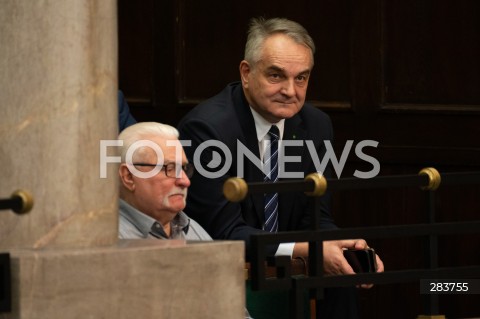  11.12.2023 WARSZAWA SEJM <br />
POSZIEDZENIE SEJMU<br />
WYBOR PREZESA RADY MINISTROW<br />
N/Z LECH WALESA WALDEMAR PAWLAK<br />
FOT. MARCIN BANASZKIEWICZ/FOTONEWS  