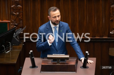  11.12.2023 WARSZAWA SEJM <br />
POSZIEDZENIE SEJMU<br />
WYBOR PREZESA RADY MINISTROW<br />
N/Z WLADYSLAW KOSINIAK KAMYSZ<br />
FOT. MARCIN BANASZKIEWICZ/FOTONEWS  