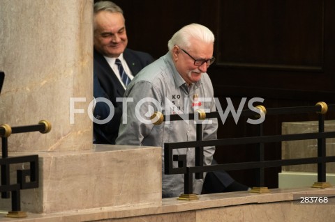  11.12.2023 WARSZAWA SEJM <br />
POSZIEDZENIE SEJMU<br />
WYBOR PREZESA RADY MINISTROW<br />
N/Z WALDEMAR PAWLAK LECH WALESA<br />
FOT. MARCIN BANASZKIEWICZ/FOTONEWS  