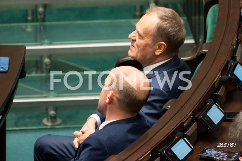  11.12.2023 WARSZAWA SEJM <br />
POSZIEDZENIE SEJMU<br />
WYBOR PREZESA RADY MINISTROW<br />
N/Z DONALD TUSK<br />
FOT. MARCIN BANASZKIEWICZ/FOTONEWS  