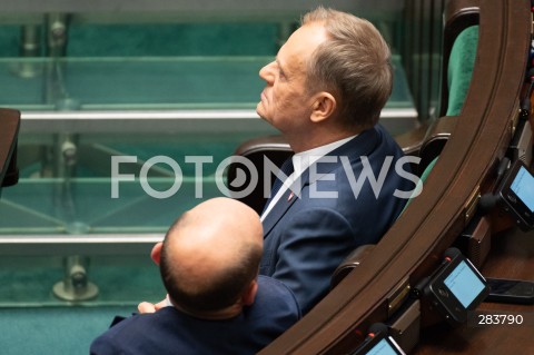  11.12.2023 WARSZAWA SEJM <br />
POSZIEDZENIE SEJMU<br />
WYBOR PREZESA RADY MINISTROW<br />
N/Z DONALD TUSK<br />
FOT. MARCIN BANASZKIEWICZ/FOTONEWS  