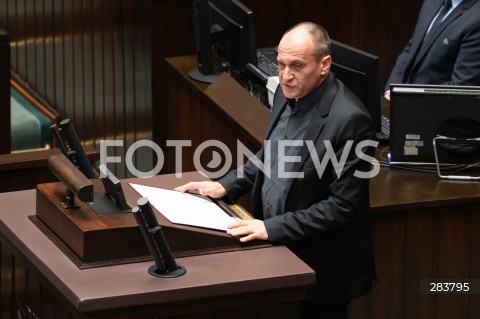  11.12.2023 WARSZAWA SEJM <br />
POSZIEDZENIE SEJMU<br />
WYBOR PREZESA RADY MINISTROW<br />
N/Z PAWEL KUKIZ<br />
FOT. MARCIN BANASZKIEWICZ/FOTONEWS  