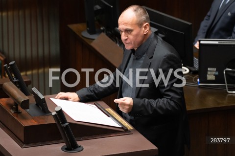  11.12.2023 WARSZAWA SEJM <br />
POSZIEDZENIE SEJMU<br />
WYBOR PREZESA RADY MINISTROW<br />
N/Z PAWEL KUKIZ<br />
FOT. MARCIN BANASZKIEWICZ/FOTONEWS  