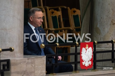  11.12.2023 WARSZAWA SEJM <br />
POSZIEDZENIE SEJMU<br />
WYBOR PREZESA RADY MINISTROW<br />
N/Z PREZYDENT RP ANDRZEJ DUDA<br />
FOT. MARCIN BANASZKIEWICZ/FOTONEWS  