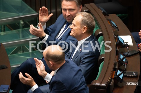  11.12.2023 WARSZAWA SEJM <br />
POSZIEDZENIE SEJMU<br />
WYBOR PREZESA RADY MINISTROW<br />
N/Z MARCIN KIERWINSKI DONALD TUSK BORYS BUDKA<br />
FOT. MARCIN BANASZKIEWICZ/FOTONEWS  