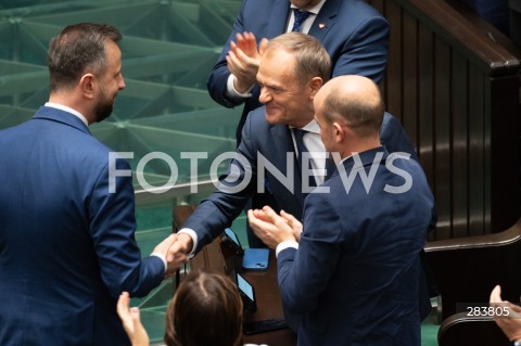  11.12.2023 WARSZAWA SEJM <br />
POSZIEDZENIE SEJMU<br />
WYBOR PREZESA RADY MINISTROW<br />
N/Z WLADYSLAW KOSINIAK KAMYSZ DONALD TUSK BORYS BUDKA<br />
FOT. MARCIN BANASZKIEWICZ/FOTONEWS  