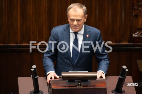  11.12.2023 WARSZAWA SEJM <br />
POSZIEDZENIE SEJMU<br />
WYBOR PREZESA RADY MINISTROW<br />
N/Z DONALD TUSK<br />
FOT. MARCIN BANASZKIEWICZ/FOTONEWS  