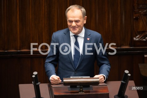  11.12.2023 WARSZAWA SEJM <br />
POSZIEDZENIE SEJMU<br />
WYBOR PREZESA RADY MINISTROW<br />
N/Z DONALD TUSK<br />
FOT. MARCIN BANASZKIEWICZ/FOTONEWS  