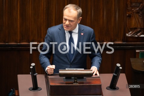  11.12.2023 WARSZAWA SEJM <br />
POSZIEDZENIE SEJMU<br />
WYBOR PREZESA RADY MINISTROW<br />
N/Z DONALD TUSK<br />
FOT. MARCIN BANASZKIEWICZ/FOTONEWS  