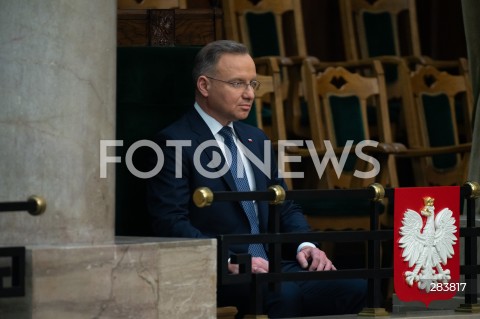  11.12.2023 WARSZAWA SEJM <br />
POSZIEDZENIE SEJMU<br />
WYBOR PREZESA RADY MINISTROW<br />
N/Z PREZYDENT RP ANDRZEJ DUDA<br />
FOT. MARCIN BANASZKIEWICZ/FOTONEWS  