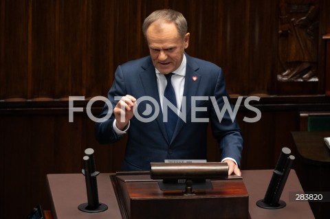  11.12.2023 WARSZAWA SEJM <br />
POSZIEDZENIE SEJMU<br />
WYBOR PREZESA RADY MINISTROW<br />
N/Z DONALD TUSK<br />
FOT. MARCIN BANASZKIEWICZ/FOTONEWS  