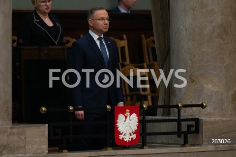  11.12.2023 WARSZAWA SEJM <br />
POSZIEDZENIE SEJMU<br />
WYBOR PREZESA RADY MINISTROW<br />
N/Z PREZYDENT RP ANDRZEJ DUDA<br />
FOT. MARCIN BANASZKIEWICZ/FOTONEWS  