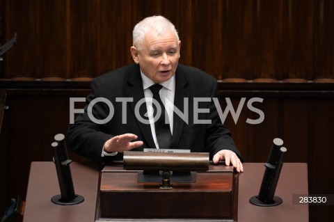  11.12.2023 WARSZAWA SEJM <br />
POSZIEDZENIE SEJMU<br />
WYBOR PREZESA RADY MINISTROW<br />
N/Z JAROSLAW KACZYNSKI<br />
FOT. MARCIN BANASZKIEWICZ/FOTONEWS  