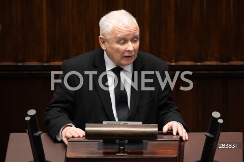  11.12.2023 WARSZAWA SEJM <br />
POSZIEDZENIE SEJMU<br />
WYBOR PREZESA RADY MINISTROW<br />
N/Z JAROSLAW KACZYNSKI<br />
FOT. MARCIN BANASZKIEWICZ/FOTONEWS  