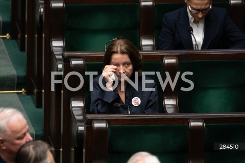  18.01.2024 WARSZAWA SEJM <br />
POSIEDZENIE SEJMU RP<br />
N/Z JOANNA LICHOCKA<br />
FOT. MARCIN BANASZKIEWICZ/FOTONEWS  