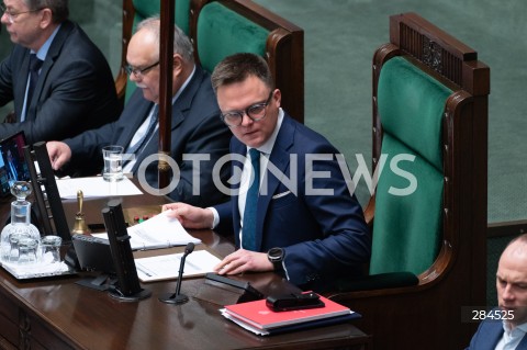  18.01.2024 WARSZAWA SEJM <br />
POSIEDZENIE SEJMU RP<br />
N/Z MARSZALEK SEJMU SZYMON HOLOWNIA<br />
FOT. MARCIN BANASZKIEWICZ/FOTONEWS  