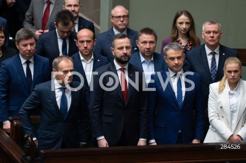  18.01.2024 WARSZAWA SEJM <br />
POSIEDZENIE SEJMU RP<br />
N/Z DONALD TUSK WLADYSLAW KOSINIAK KAMYSZ BORYS BUDKA MARCIN KIERWINSKI KRZYSZTOF GAWKOWSKI TOMASZ SIEMONIAK JAN GRABIEC BARBARA NOWACKA<br />
FOT. MARCIN BANASZKIEWICZ/FOTONEWS  