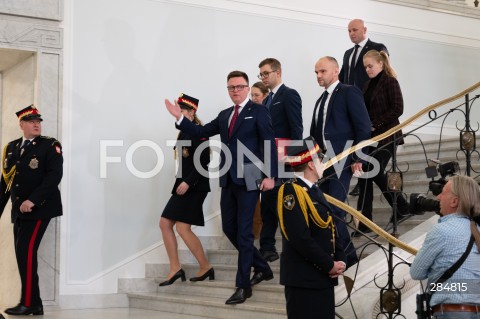  07.02.2024 WARSZAWA SEJM <br />
5. POSIEDZENIE SEJMU RP<br />
N/Z MARSZALEK SEJMU SZYMON HOLOWNIA<br />
FOT. MARCIN BANASZKIEWICZ/FOTONEWS  