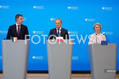  23.02.2024 WARSZAWA <br />
SPOTKANIE PREMIERA DONALDA TUSKA Z PREMIEREM KROLESTWA BELGII ORAZ PRZEWODNICZACA KOMISJI EUROPEJSKIEJ<br />
<br />
BELGIUM'S PRIME MINISTER AND THE PRESIDENT OF THE EUROPEAN COMMISSION VISIT WARSAW<br />
<br />
N/Z ALEXANDR DE CROO DONALD TUSK URSULA VON DER LEYEN<br />
FOT. MARCIN BANASZKIEWICZ/FOTONEWS  