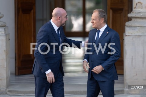  11.04.2024 WARSZAWA<br />
WIZYTA PRZEWODNICZACEGO RADY EUROPEJSKIEJ CHARLESA MICHELA<br />
<br />
THE PRESIDENT OF THE EUROPEAN COUNCIL CHARLES MICHEL VISITS WARSAW <br />
<br />
N/Z CHARLES MICHEL DONALD TUSK<br />
FOT. MARCIN BANASZKIEWICZ/FOTONEWS 