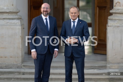  11.04.2024 WARSZAWA<br />
WIZYTA PRZEWODNICZACEGO RADY EUROPEJSKIEJ CHARLESA MICHELA<br />
<br />
THE PRESIDENT OF THE EUROPEAN COUNCIL CHARLES MICHEL VISITS WARSAW <br />
<br />
N/Z CHARLES MICHEL DONALD TUSK<br />
FOT. MARCIN BANASZKIEWICZ/FOTONEWS 