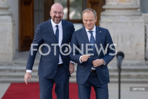  11.04.2024 WARSZAWA<br />
WIZYTA PRZEWODNICZACEGO RADY EUROPEJSKIEJ CHARLESA MICHELA<br />
<br />
THE PRESIDENT OF THE EUROPEAN COUNCIL CHARLES MICHEL VISITS WARSAW <br />
<br />
N/Z CHARLES MICHEL DONALD TUSK<br />
FOT. MARCIN BANASZKIEWICZ/FOTONEWS 