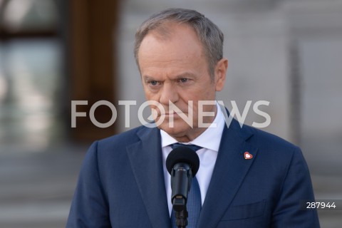  11.04.2024 WARSZAWA<br />
WIZYTA PRZEWODNICZACEGO RADY EUROPEJSKIEJ CHARLESA MICHELA<br />
<br />
THE PRESIDENT OF THE EUROPEAN COUNCIL CHARLES MICHEL VISITS WARSAW <br />
<br />
N/Z PREMIER DONALD TUSK<br />
FOT. MARCIN BANASZKIEWICZ/FOTONEWS 