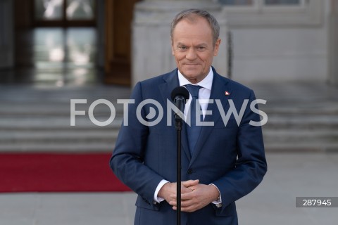  11.04.2024 WARSZAWA<br />
WIZYTA PRZEWODNICZACEGO RADY EUROPEJSKIEJ CHARLESA MICHELA<br />
<br />
THE PRESIDENT OF THE EUROPEAN COUNCIL CHARLES MICHEL VISITS WARSAW <br />
<br />
N/Z PREMIER DONALD TUSK<br />
FOT. MARCIN BANASZKIEWICZ/FOTONEWS 