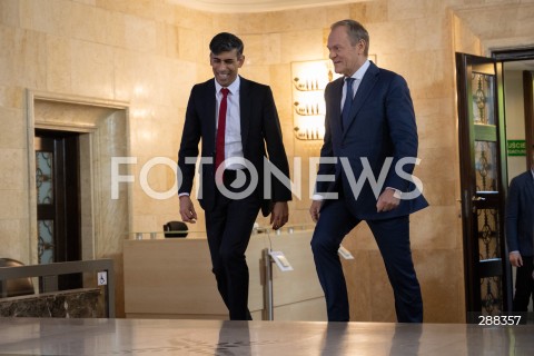  23.04.2024 WARSZAWA<br />
SPOTKANIE PREMIERA WIELKIEJ BRYTANII RISHIEGO SUNAKA Z DONALDEM TUSKIEM<br />
<br />
BRITISH PRIME MINISTER RISHI SUNAK AND DONALD TUSK MEET IN WARSAW<br />
<br />
N/Z RISHI SUNAK DONALD TUSK<br />
FOT. MARCIN BANASZKIEWICZ/FOTONEWS  