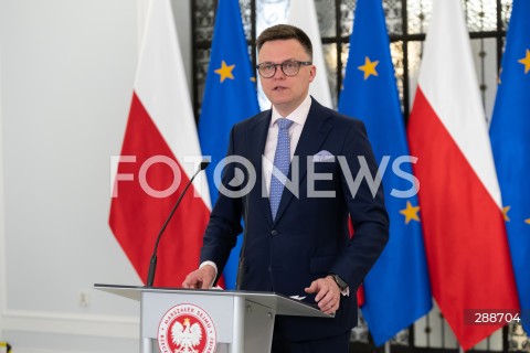  08.05.2024 WARSZAWA<br />
KONFERENCJA PRASOWA MARSZALKA SEJMU SZYMONA HOLOWNI<br />
N/Z SZYMON HOLOWNIA<br />
FOT. MARCIN BANASZKIEWICZ/FOTONEWS 