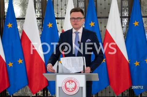  08.05.2024 WARSZAWA<br />
KONFERENCJA PRASOWA MARSZALKA SEJMU SZYMONA HOLOWNI<br />
N/Z SZYMON HOLOWNIA<br />
FOT. MARCIN BANASZKIEWICZ/FOTONEWS 