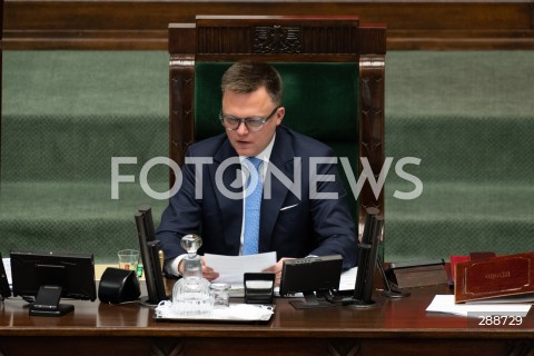  09.05.2024 WARSZAWA<br />
POSIEDZENIE SEJMU RP<br />
N/Z MARSZALEK SEJMU SZYMON HOLOWNIA<br />
FOT. MARCIN BANASZKIEWICZ/FOTONEWS  