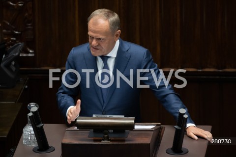  09.05.2024 WARSZAWA<br />
POSIEDZENIE SEJMU RP<br />
N/Z PREMIER DONALD TUSK<br />
FOT. MARCIN BANASZKIEWICZ/FOTONEWS  