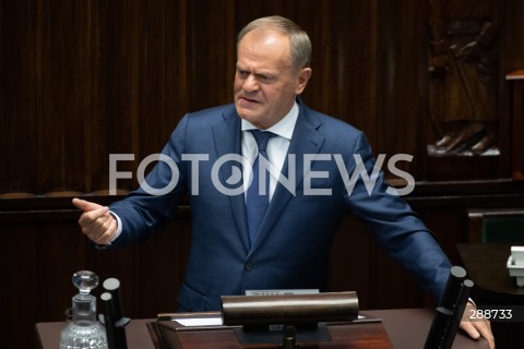  09.05.2024 WARSZAWA<br />
POSIEDZENIE SEJMU RP<br />
N/Z PREMIER DONALD TUSK<br />
FOT. MARCIN BANASZKIEWICZ/FOTONEWS  