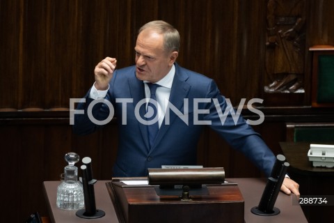  09.05.2024 WARSZAWA<br />
POSIEDZENIE SEJMU RP<br />
N/Z PREMIER DONALD TUSK<br />
FOT. MARCIN BANASZKIEWICZ/FOTONEWS  