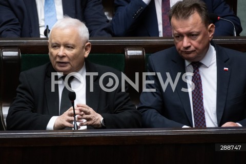  09.05.2024 WARSZAWA<br />
POSIEDZENIE SEJMU RP<br />
N/Z JAROSLAW KACZYNSKI MARIUSZ BLASZCZAK<br />
FOT. MARCIN BANASZKIEWICZ/FOTONEWS  