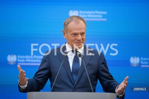  10.05.2024 WARSZAWA<br />
OGLOSZENIE PRZEZ PREMIERA ZMIAN W SKLADZIE RADY MINISTROW<br />
N/Z PREMIER DONALD TUSK<br />
FOT. ANTONI BYSZEWSKI/FOTONEWS 