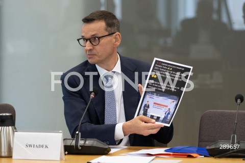  29.05.2024 WARSZAWA<br />
POSIEDZENIE SEJMOWEJ KOMISJI SLEDCZEJ DS. AFERY WIZOWEJ<br />
N/Z MATEUSZ MORAWIECKI<br />
FOT. MARCIN BANASZKIEWICZ/FOTONEWS  