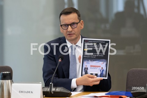  29.05.2024 WARSZAWA<br />
POSIEDZENIE SEJMOWEJ KOMISJI SLEDCZEJ DS. AFERY WIZOWEJ<br />
N/Z MATEUSZ MORAWIECKI<br />
FOT. MARCIN BANASZKIEWICZ/FOTONEWS  