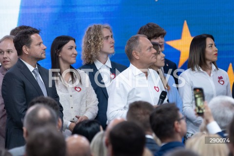  09.06.2024 WARSZAWA<br />
WYBORY DO PARLAMENTU EUROPEJSKIEGO<br />
WIECZOR WYBORCZY KKW PLATFORMA OBYWATELSKA<br />
N/Z RAFAL TRZASKOWSKI DONALD TUSK<br />
FOT. ANTONI BYSZEWSKI/FOTONEWS 