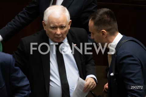  14.06.2024 WARSZAWA<br />
13. POSIEDZENIE SEJMU RP<br />
N/Z JAROSLAW KACZYNSKI JANUSZ KOWALSKI<br />
FOT. MARCIN BANASZKIEWICZ/FOTONEWS  